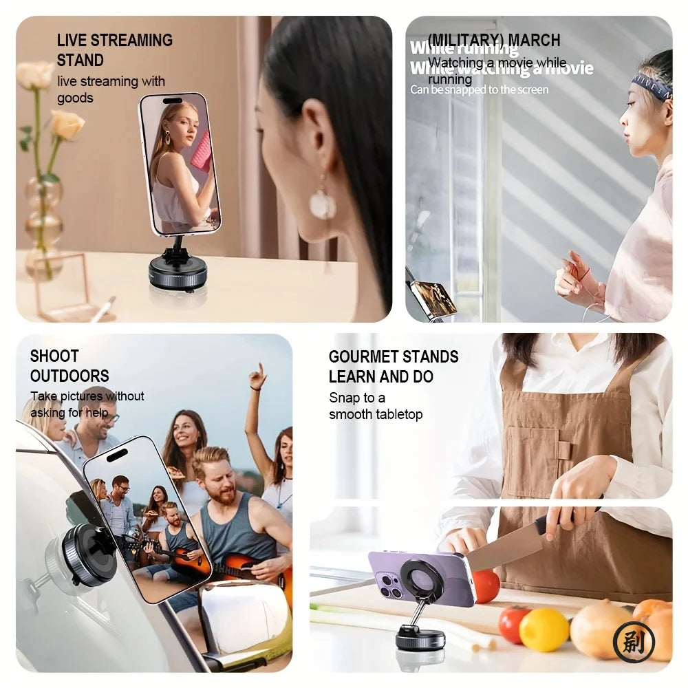 Magnetyczny uchwyt na telefon 360° – Składany, mocne mocowanie próżniowe